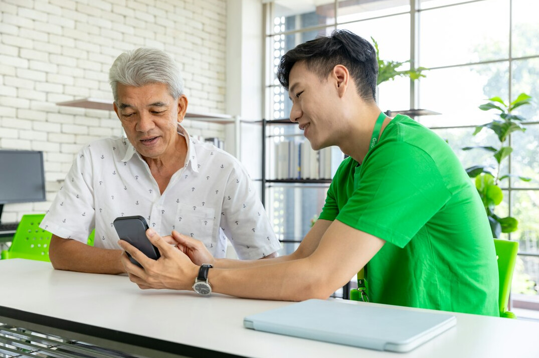 family using insurance app together